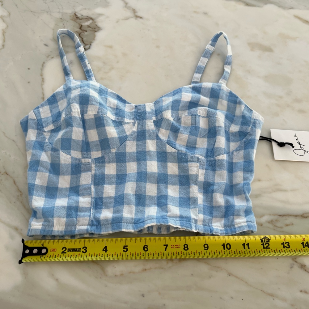JAPNA BLUE WHITE ADJUSTABLE COTTON CROP TOP SIZE S NWTS! - Picture 8 of 10
